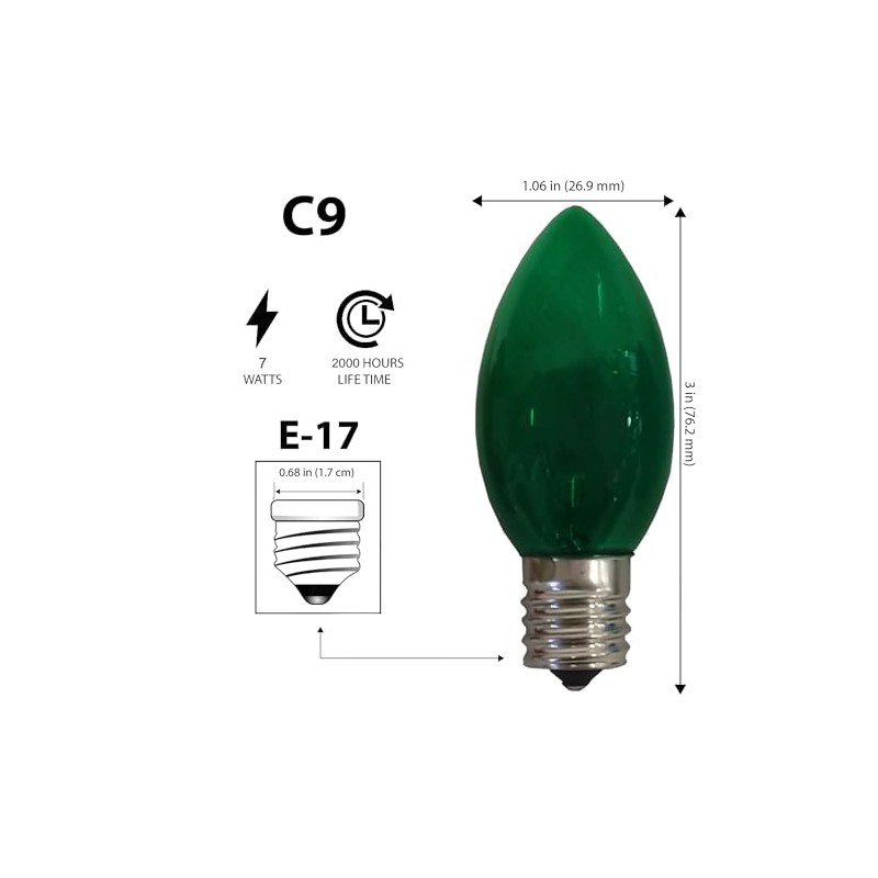 Brite Star 4Ct C9 Replacement Bulbs,Green