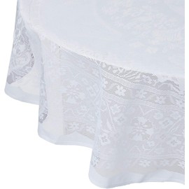 AdonisUSA 70 inch Round White Lace Tablecloth for Seating of About 4-6 People