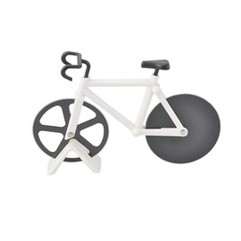 Bicycle Pizza Cutter Wheel SENRISE Bike Pizza Slicer Dual Stainless Steel Non-Stick Cutting Wheels with a Stand, for Home Pizza Lovers (1PC, White)