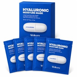 ELT Mascarillas Faciales Coreanas Wellcero Hylaluronic (1 Unidad, 5 Unidades), Antiedad Y Antiarrugas, Mascarilla De Colágeno Profundo, Cuidado De La