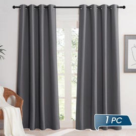 KGORGE Blackout Curtain Grey Curtain 210 cm Long Thermal Curtain Front Door Living Room Opaque Curtains Opaque Door Curtains with Eyelets Door Curtain 1 Piece H 210 x W 140 cm