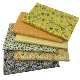 aufodara 6 Pieces 50x 80cm Cotton Fabric Large Patchwork Set Print Fabric Sewing Quilting Bundle DIY Handicraft Fabric (Yellow)