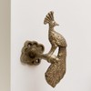 Set of 2 Antique Brass Gold Metal Peacock Curtain Tie