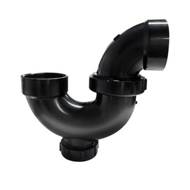 Lesso 1-1/2 Inch ABS P-Trap – HUB x HUB x Cleanout with Plug, Black, Leak-Proof Sink Drain Trap for Kitchen/Bathroom Plumbing