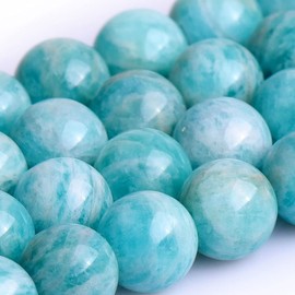 Gem-Inside Natural Brazilian Amazonite Stone 6mm 63pcs Round Beads for Jewellery Making Strand 15" Beaded Semi Precious Gemstone DIY Handmade Craft Supplies