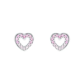 Prinzessin Lillifee 2031166 Stud Earrings 925 Sterling Silver Girls Children's Earrings with Synthetic Zirconia 0.6 cm Silver Heart Comes in Jewellery Gift Box, Sterling Silver