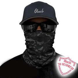 Obacle Face Mask for Sun Dust Wind Protection Breathable Seamless Face Mask Headband Bandana for Men Women Thin Neck Gaiter for Motorcycle Fishing Hunting Outdoor (Pure Black Gray)