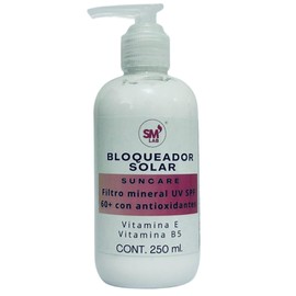 BLOQUEADOR SOLAR, FILTRO MINERAL UV SPF, 60 CON ATIOXIDANTE BY SM LAB 250 ML.                                                                         