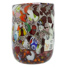 Glass Of Venice Murano Drinking Glass - Silver Foil Millefiori
