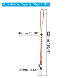 PATIKIL Paracord Lanyard 50 cm, Necklace Keyring Cord Metal Clasp Hook Ring Strap for Keys Whistle ID Card Holder Camouflage Orange