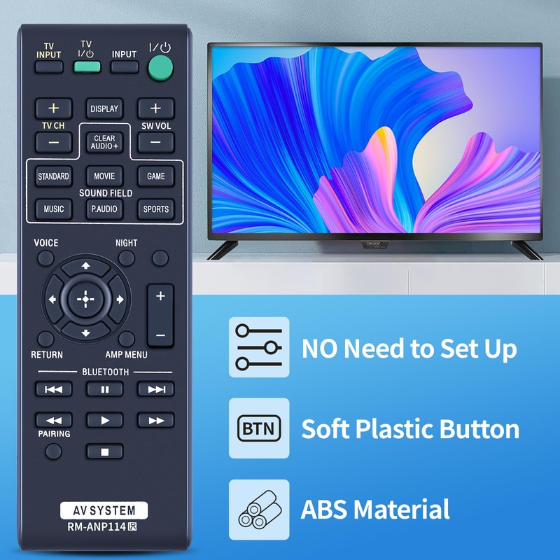 RM-ANP114 Remote Control Replacement Compatible for Sony Sound Bar HT-CT770
