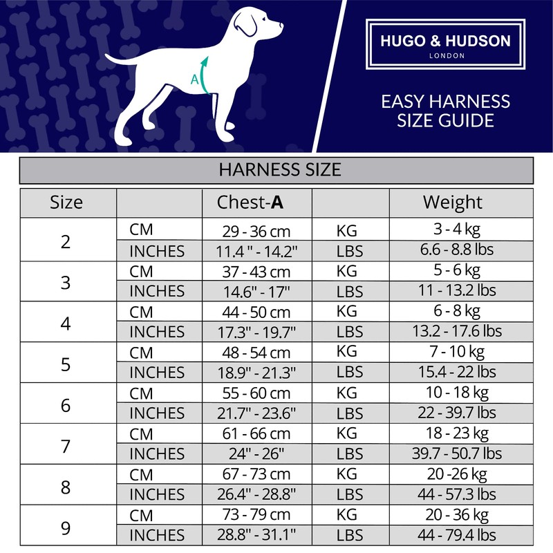 HUGO & HUDSON Easy Walk Dog Harness Adjustable No-Pull Step-in