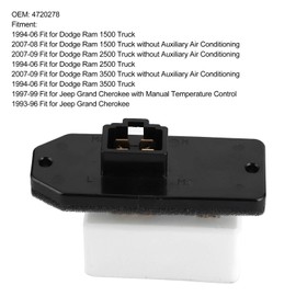Akozon Blower Motor Resistor, Heater Blower Regulator Blower Motor Fan Resistor 4720278 Suitable for Dodge Ram 1500 2500 3500