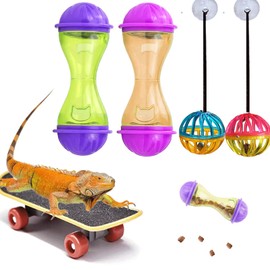 5 Pcs Breaded Dragon Toys Set Balls Bell Reptile Feeder Toy Lizard Feed Balls Enrichment Toy Habitat Terrarium Tank Accessories Interactive Toy for Bearded Dragon Gecko Small Animals