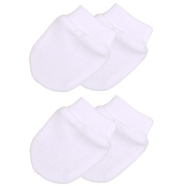 Babyprem Baby Pack of 2 Anti Scratch Mittens Premature Clothes 3.5-5.5lb WHITE