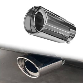 QKYS 2.5"-3.3" Chrome Exhaust Tips Muffler Tips, Adjustable Straight Pipe Exhaust Kit Finish Exhaust Tailpipe, Universal Car Exhaust Pipe Flue Muffler Modification Tail Throat Tail Pipe (Silver)