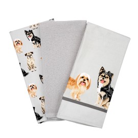 Tea towels for kitchen-Pack of 3 Cotton Decorative Linen Towels for Cooking, BBQ, and Dish Drying – Novelty Grill and Bake Towels – Perfect for Farmhouse Kitchens and Gifting