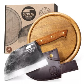 Gusman Cutlery CUSTOM SERBIAN CHEF KNIFE ALMAZAN KITCHEN STYLE BUTCHER MEAT CLEAVER FULL TANG
