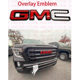 Auto Front GMC Black Red  Emblem Overlay 2019-2022 GMC Sierra 1500 2500HD 3500HD