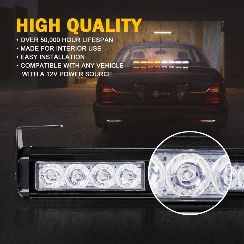 Xprite 35" LED Emergency Windshield Strobe Light Bar Traffic advisor