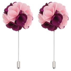 PATIKIL Flower Boutonnieres Pin, 2 Pcs Lapel Pin for Men Camellia Flower for Suit Wedding Graduation Anniversary Brooch Graduation Outfit Accessories, Purple/Pink