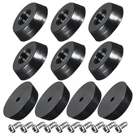 sourcing map 18mm W x 5mm H Round Rubber Bumper Feet, Stainless Steel Screws and Washer for Furniture, Electronics, Non-Slip 10pcs
