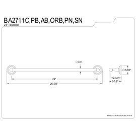 Kingston Brass BA2711C Milano 24-Inch Towel Bar, Polished Chrome