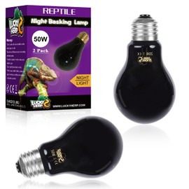 LUCKY HERP Reptile Heat Lamp 50W 2 Pack, Reptile Night Heat Bulb, Reptiles & Amphibians Basking Spot Light Bulb for Bearded Dragon, Lizard, Snake, Turtle, Chameleon