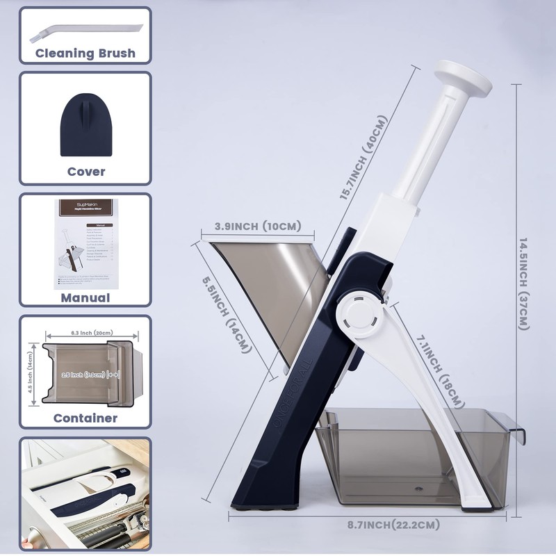 SupMaKin Safe Mandoline Slicer for Kitchen, Potato Slicer, All in