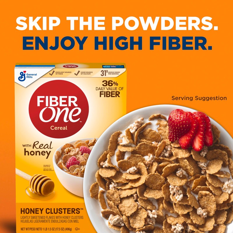 Fiber One Honey Clusters Breakfast Cereal, Fiber Cereal Made with