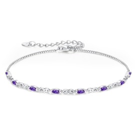 CDE Infinity Bracelet 925 Silver Women's with Zirconia Birthstone Bracelets Adjustable Bracelet Women's Jewellery Mother's Day Valentine's Day Birthday Christmas Gifts for Women Girlfriend Mum