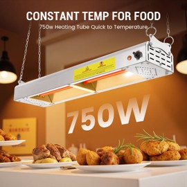 Hiteemer 24-Inch Food Heat Lamp, 750W Commercial Food Warmer Lamp Electric Buffet Warmers Overhead Stainless Steel Catering Heat Lamps for Restaurant Parties, Sliver 115V