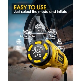 KeenPower Cordless Tire Inflator Portable Air Compressor, 160PSI Car Tire Air Pump, 21V Rechargeable Battery Powered Air Compressor, Larger & Clear HD Digital Pressure Gauge w/4+N Smart Modes