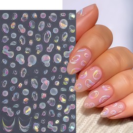 Shell Light Bubble Nail Art Stickers Aurora Bubbles Nail Decals 5D Embossed Self-Adhesive Transparent Bubbles Nail Supplies Cute Star French Dreamy Bubble Nail Design Nails Accessories for Women 4Pcs