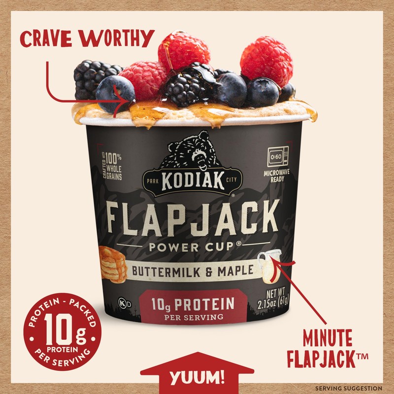 Kodiak Cakes Instant Pancake & Flapjack Cups, Buttermilk & Maple,