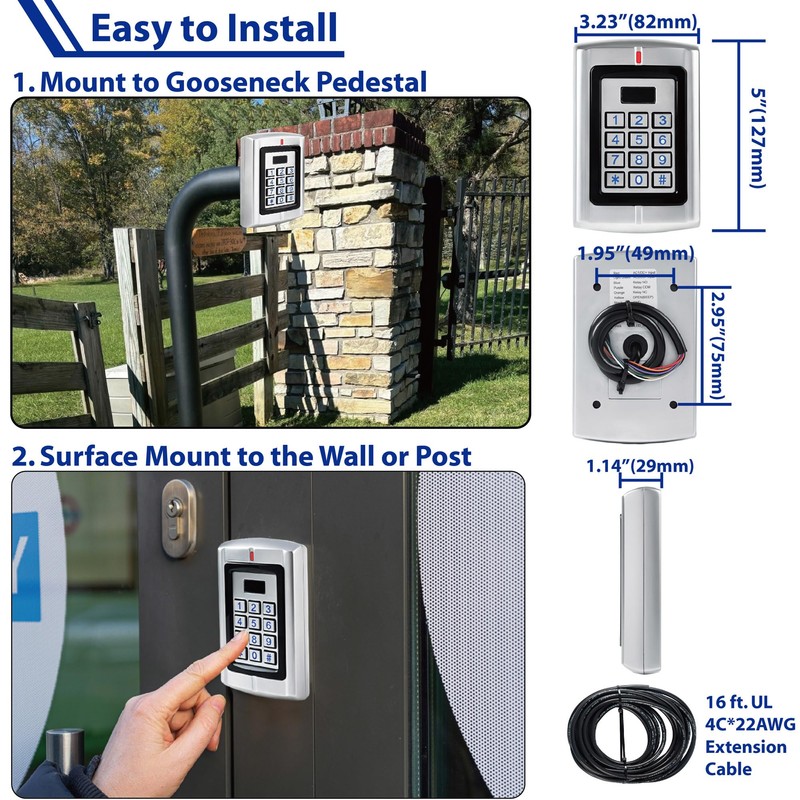 Haupowfo Universal Waterproof 12-24V AC/DC Metal Wired Keypad Stand Alone