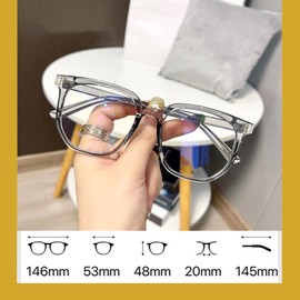 Oversized Square Reading Glasses for Women Men Blue Light Blocking Eyeglasses Frame Cute Comfortable Grey +2.0