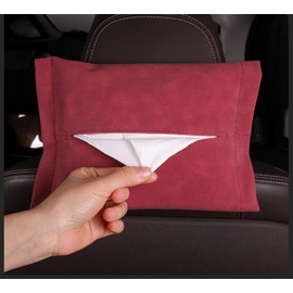 Alcantara Tissue Case, Tissue Cover, Sun Visor, Tissue Holder, For Cars, Accessories, Car Storage, High Texture, Easy Installation, Wall Hanging (Black, Plain)