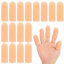 PATIKIL Gel Finger Cots 2"x0.67", 20 Pcs Silicone Finger Protector Support Finger Sleeve Cushions Thumb Protector Cover Fingertip Caps Gloves for Finger Cracking, Beige