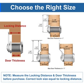 BOZXYE 3 Pcs Cabinet Locks with Keys, 1-1/8" Cam Locks keyed Alike, RV Lock for Storage Door Cabinets Drawer Mailbox Tool Box Lock, Zinc Alloy