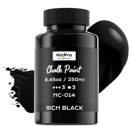 Nicpro All-in-One Black Chalk Paint for Furniture, 8.45 oz (250ml) Matte Finish Acrylic Craft Paint, Built-In Primer & Top Coat, Non-Toxic Furniture Paints for Cabinets, Wood, Metal, Home Decor