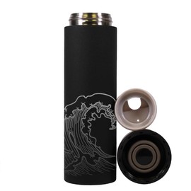 Dottie Bottle "LILLY" Engraved Thermos Flask in Black - Design with Your Own Text, Logo or Graphic - Double Wall Stainless Steel Water Bottle - 450 ml