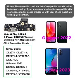for Moto G Play 2023 & G Power 2022 USB Charging Port Replacement, Type C Dock Charging Board for G Play 2023 XT2271 / G Power 2022 XT2165 Series, with Tools & Instruction