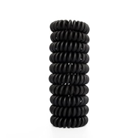 Spiral Hair Ties,Coils Hair Ties,Phone Cord Hair Bands,YOOZI No Damage Crease Plastic Ponytail Holder Hair Coil Headband for Woman/Girl,10 Pcs(Black)