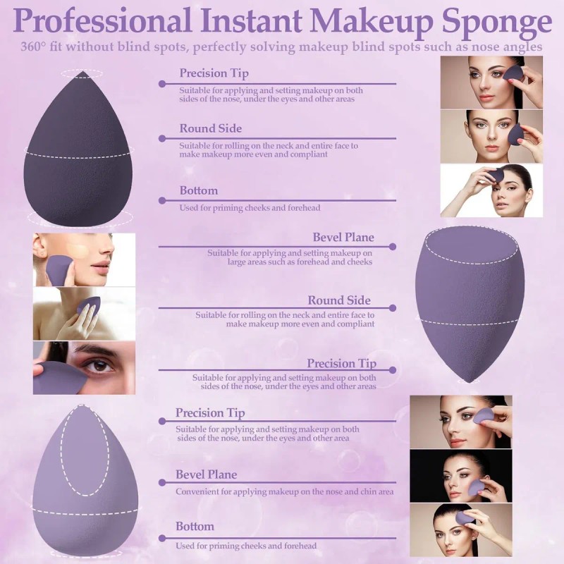 14 Esponjas De Maquillaje Para Base Con 7 Tapas Y