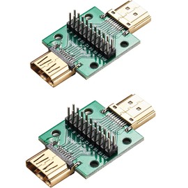 PENGLIN 2PCS HDMI Connector with Test PCB Board,2.54 Pitch 19 Pins Male to Female Socket Connectors for Data Line Wire Cable Transfer