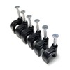 100 x 8mm Black Round K-Type Cable Clips with Nail