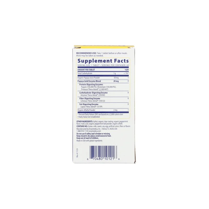 Enzymedica Papaya Gold, Enzimas Con Papaya Orgánica
