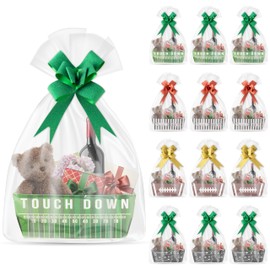 OSNIE 24 Sets Football Baskets for Gifts Empty with Cellophane Basket Bags and Ribbons Bows, Cardboard Basket Tray for Football Season Birthday Packaging, Empty Gift Box Kits to Fill for Party Favors