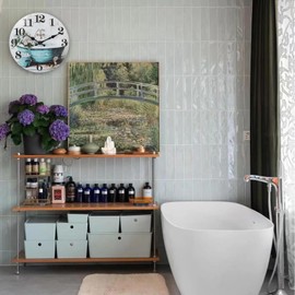 Bathroom Wall Clock,Rustic Style Waterproof Glass Shower Clock Wall Clock for Bathroom Decor (8 Inch,Blue)